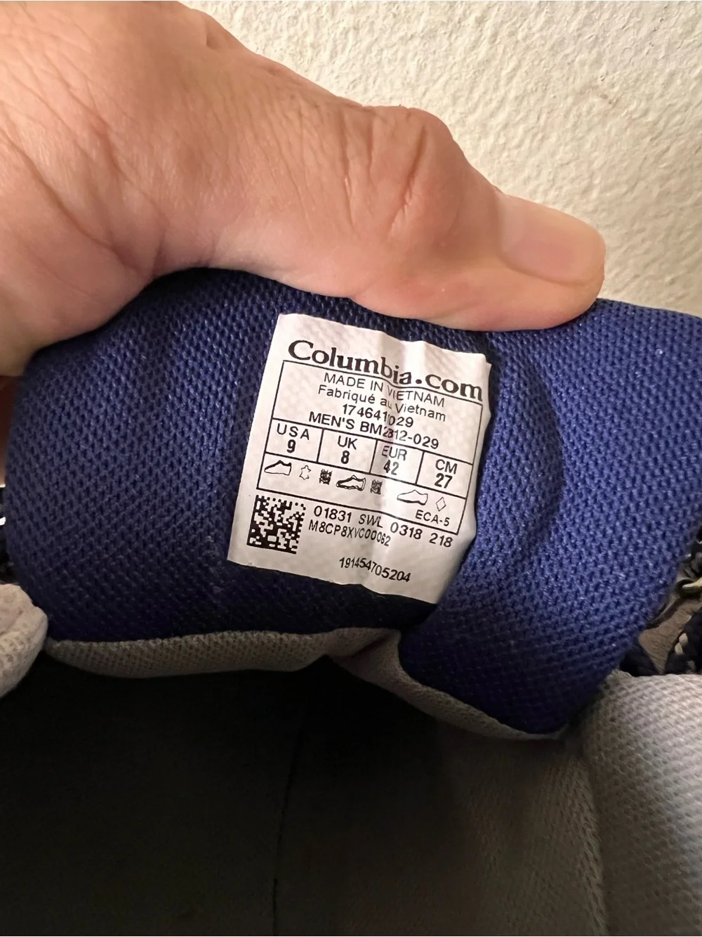 Columbia Light Gray and Blue Lace-Up Hiking Boots